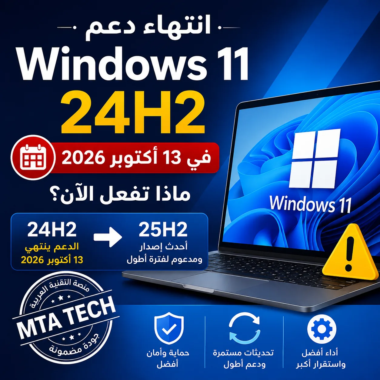 انتهاء دعم Windows 11 24H2 في أكتوبر 2026 وطريقة التحديث إلى Windows 11 25H2
