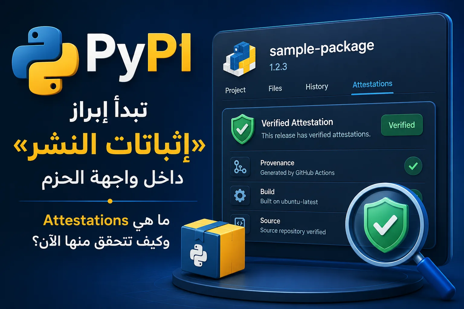 واجهة PyPI تُظهر بيانات إثباتات النشر والموثوقية للحزم