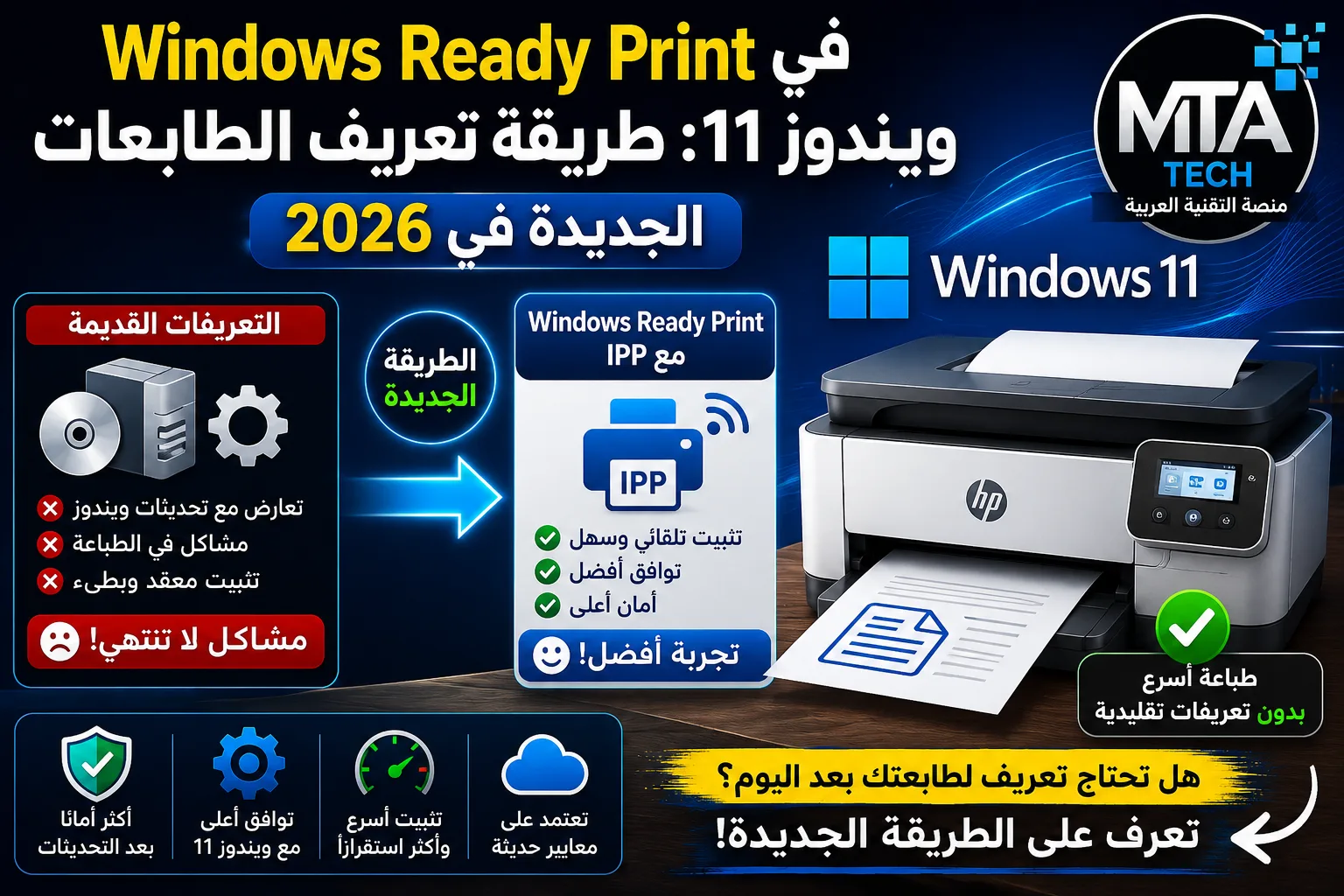 تعريف الطابعات في ويندوز 11 باستخدام Windows Ready Print وIPP بدون تعريفات تقليدية